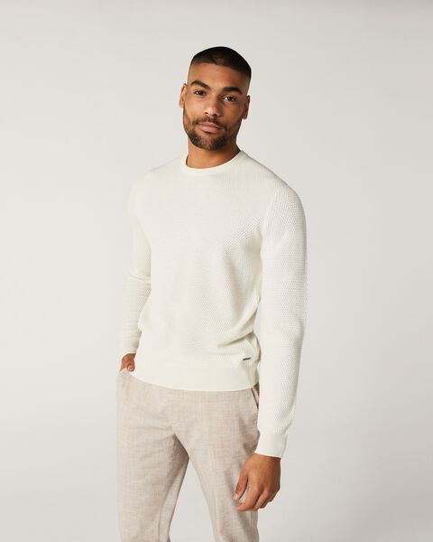Mens White Crew Knit